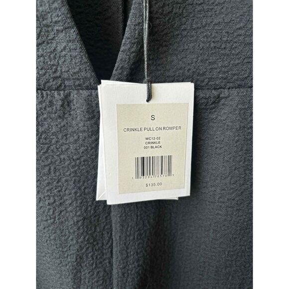 Onia Crinkle Pull On Romper in Black Womens Size Small - Picture 3 of 3